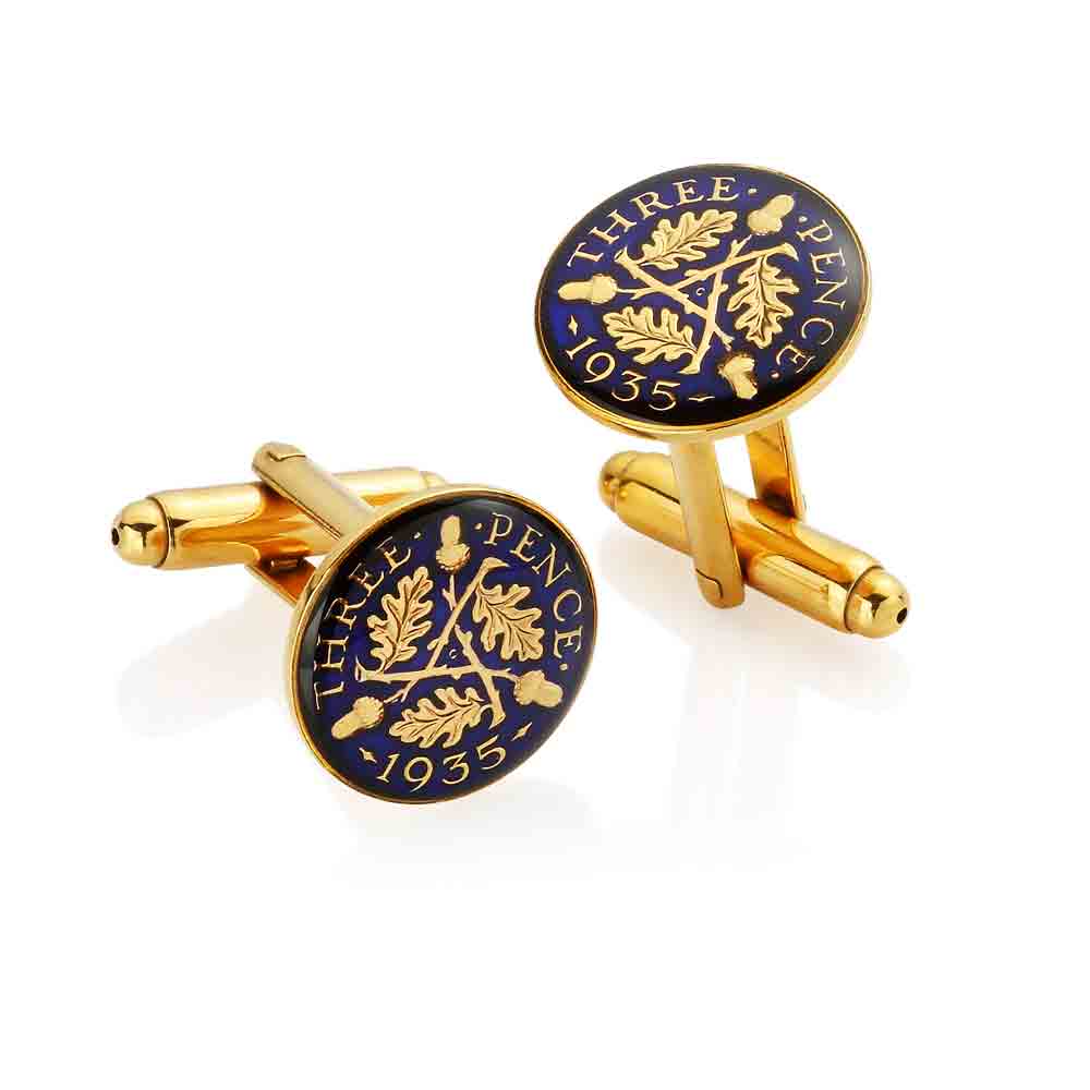 1933 George V Threepenny - Enamelled newest Coin Cufflinks