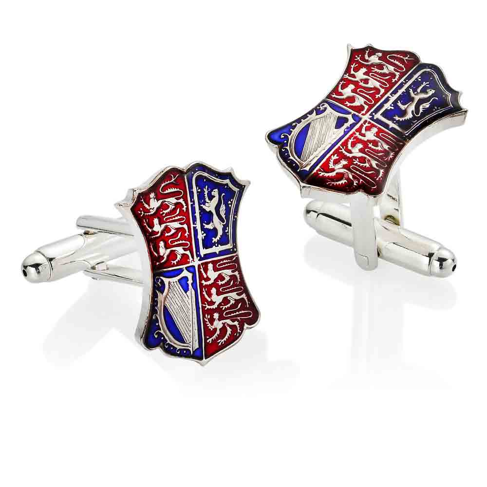 Half Crown Cufflinks.Cutted shield coin from buying half Crown.Great Britain Painted Cufflinks.United Kingdom