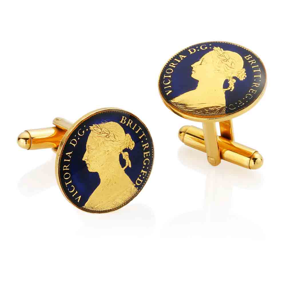 1923 offers George V Farthing - Enamelled Coin Cufflinks