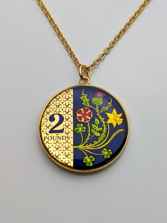 King Charles III Two Pound - Enamelled Coin Necklace