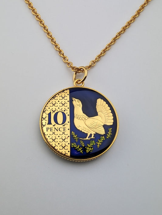 King Charles III Ten Pence - Enamelled Coin Necklace