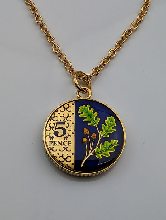 King Charles III Five Pence - Enamelled Coin Necklace